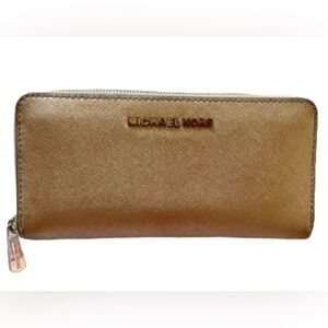 Michael Kors Jet Set Zip Around Gold Wallet